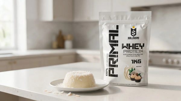 Pudim Fit de Coco com Whey Primal Soldiers Sabor Beijinho