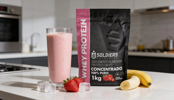 Vitamina de morango com whey