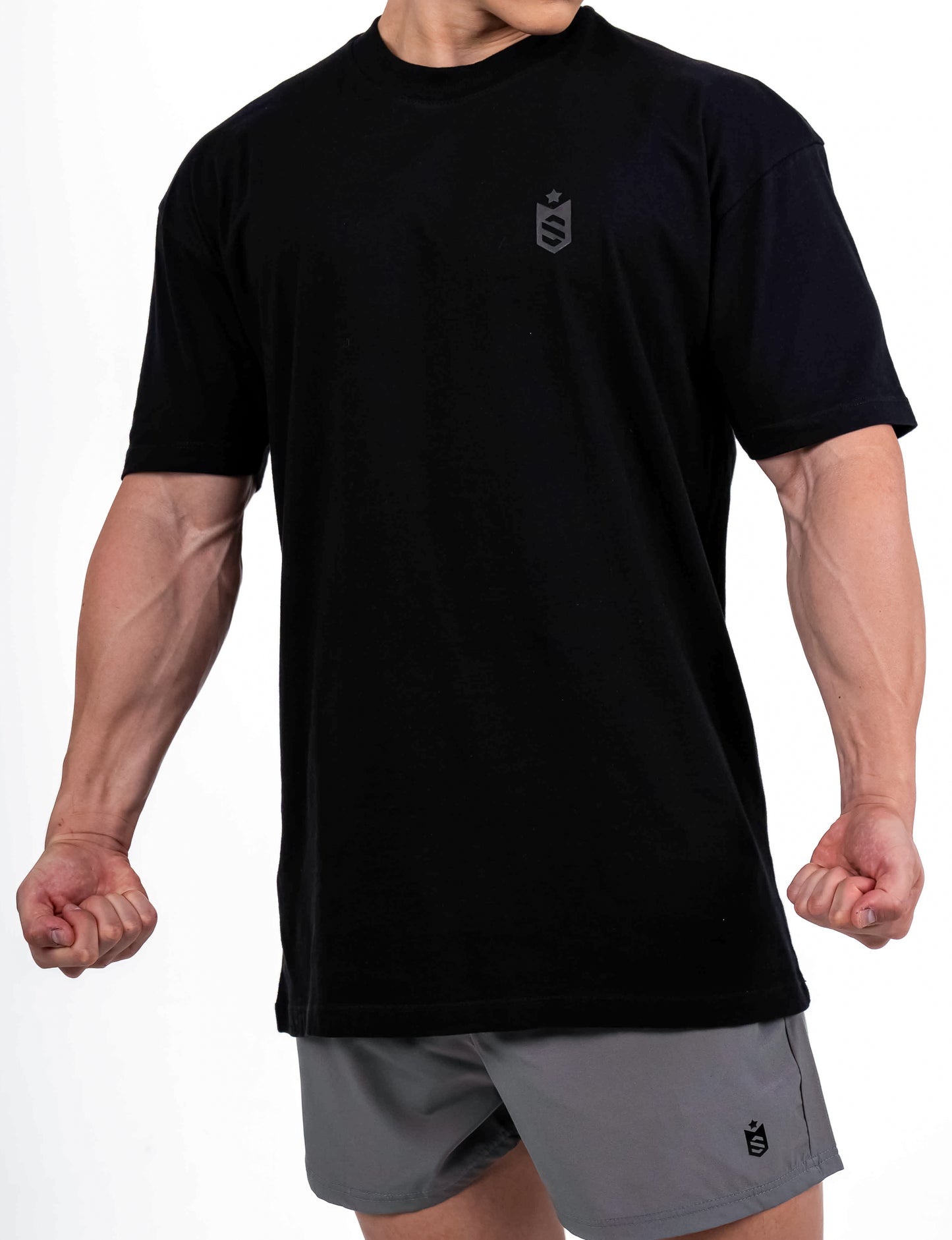 Camiseta Oversized SN Grey Emblem Preto - Soldiers Nutrition