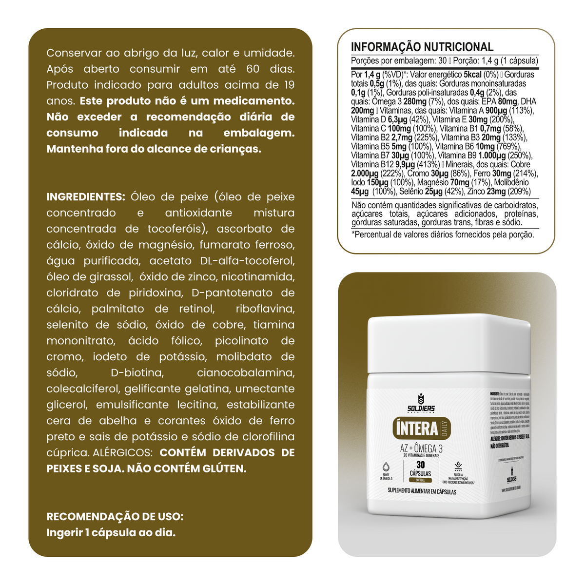 Kit Multivitamínico AZ com Ômega 3 30 Caps + Complexo B 30 Caps - Íntera Daily