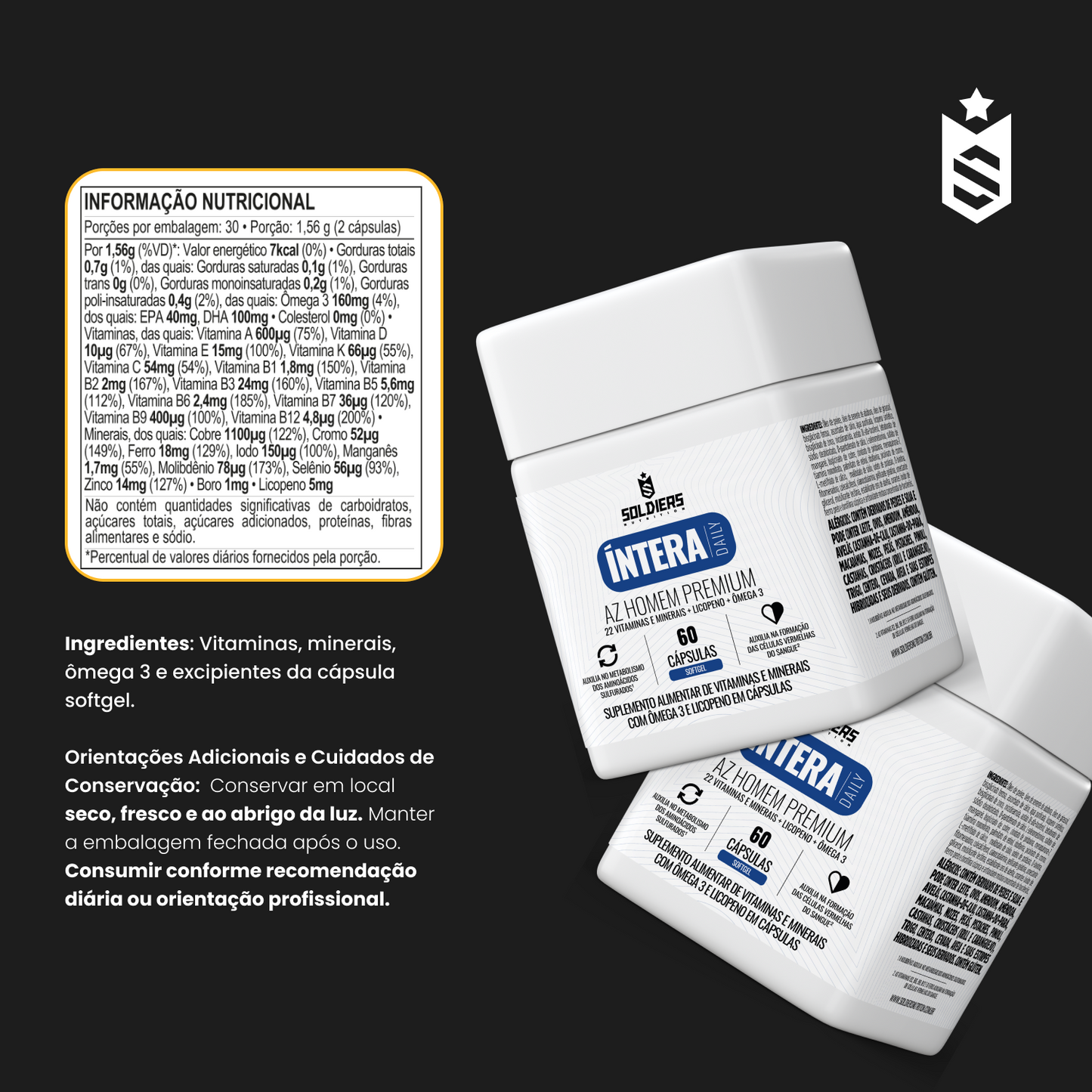Multivitamínico AZ Homem Premium - 60 Cáps - Íntera Daily