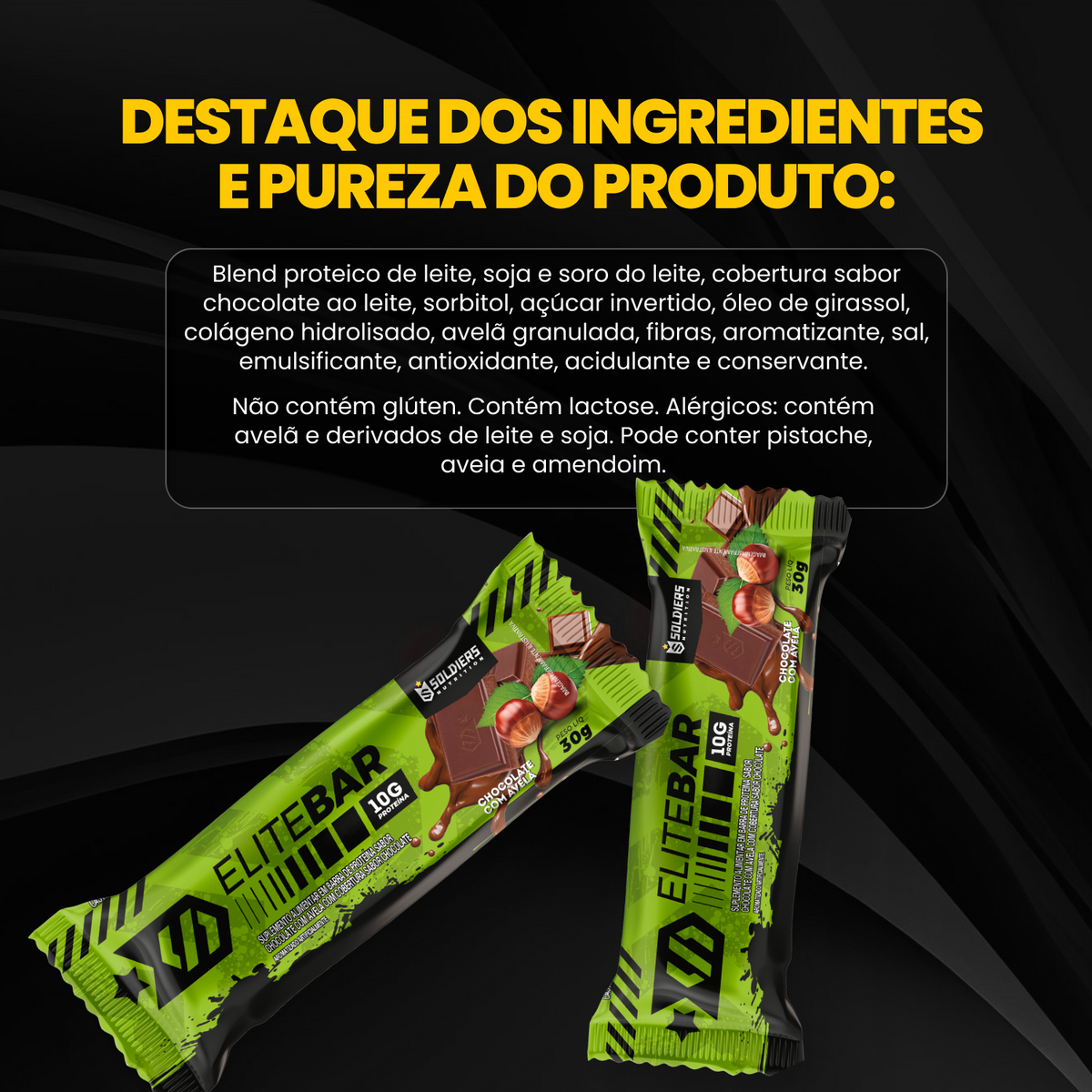 Barras de Proteína 30g - Elite Bar Chocolate com Avelã Display c/12un