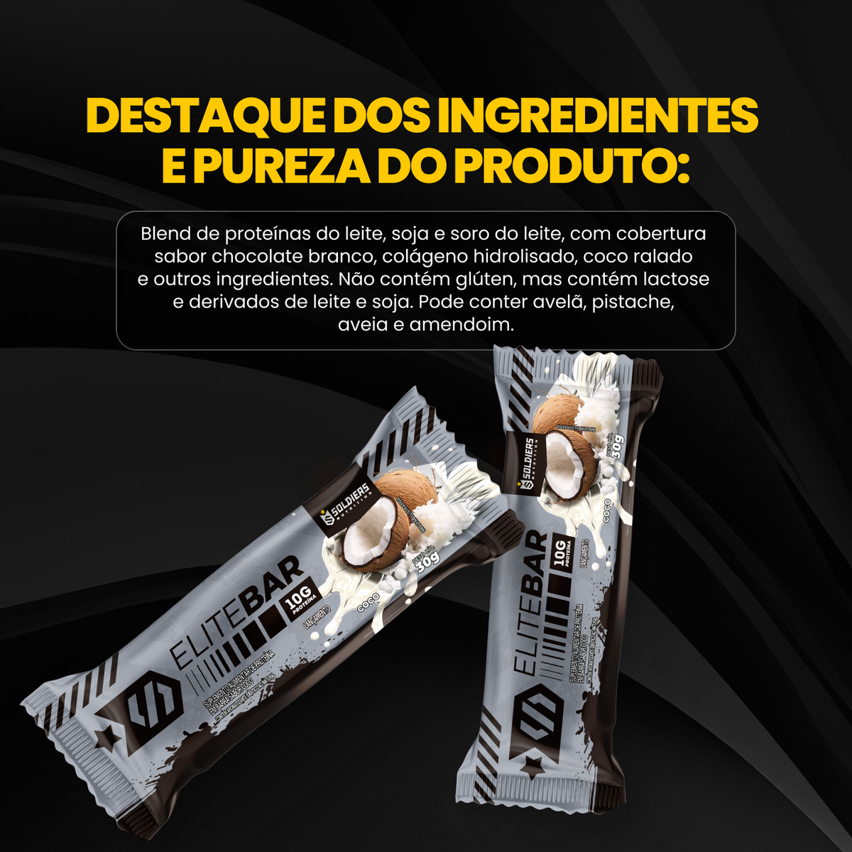 Barras de Proteína 30g - Elite Bar Coco Display c/12un