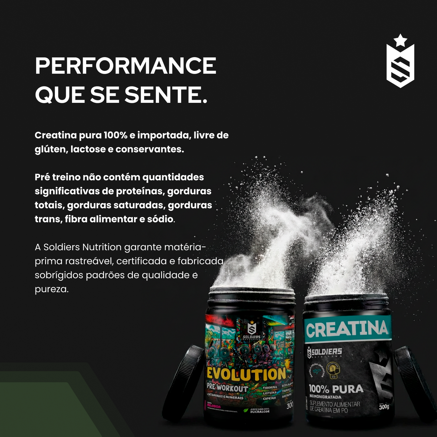 Kit Creatina Monohidrata Pote 300g + Pré Treino Evolution 300g