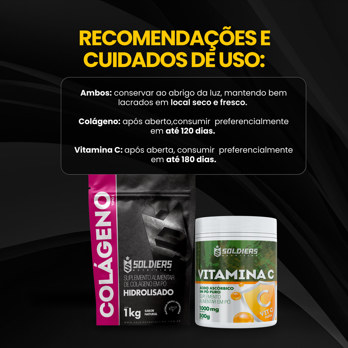 Kit Colágeno 1Kg + Vitamina C Em Pó 500g