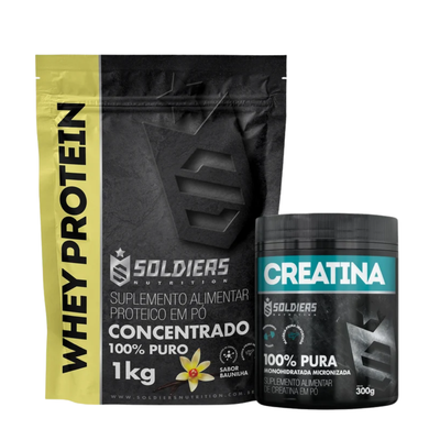 Kit Whey Protein Concentrado 1Kg + Creatina Monohidratada Pote 300g