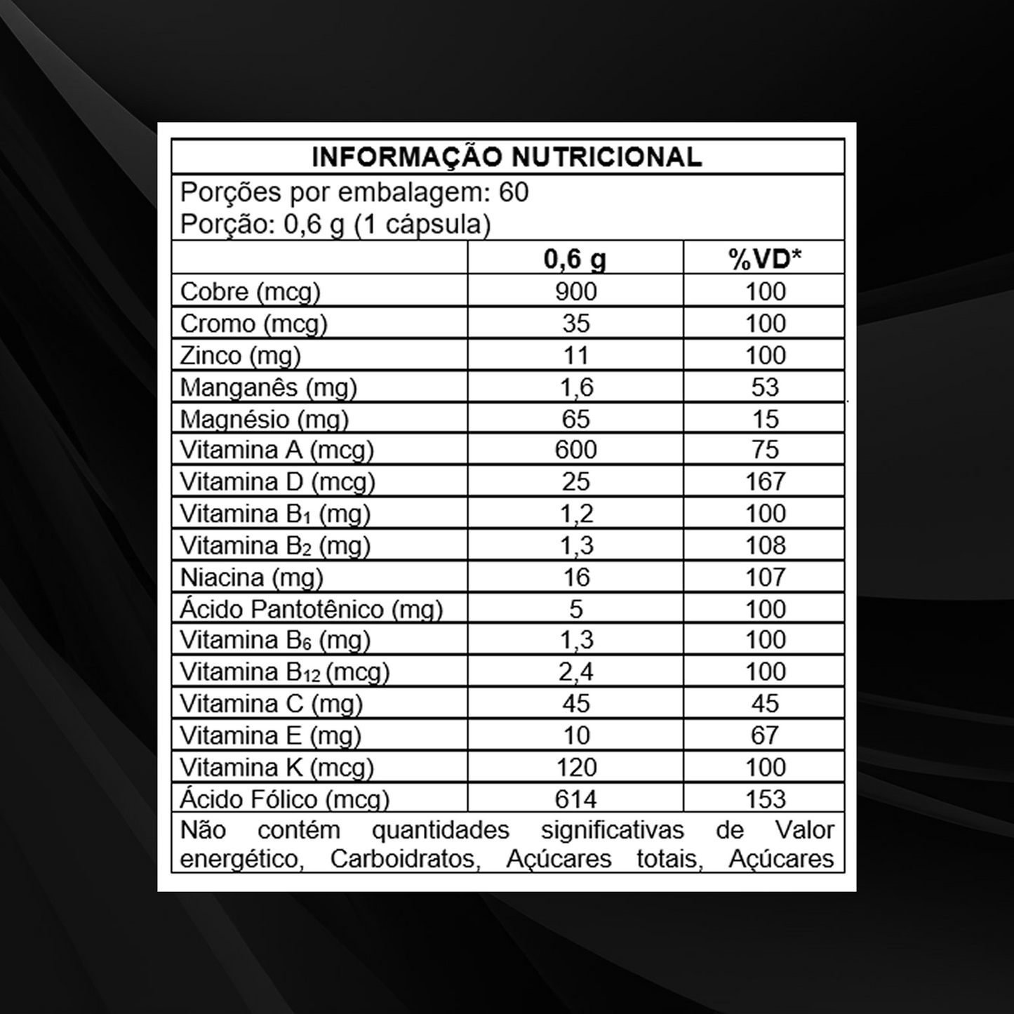Multivitamínico 12 Vitaminas e 5 Minerais - 60 Cáps