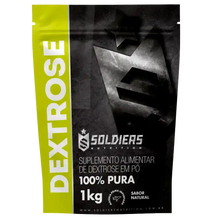 Embalagem de suplemento alimentar de dextrose em pó 100% pura, 1kg, sabor natural.