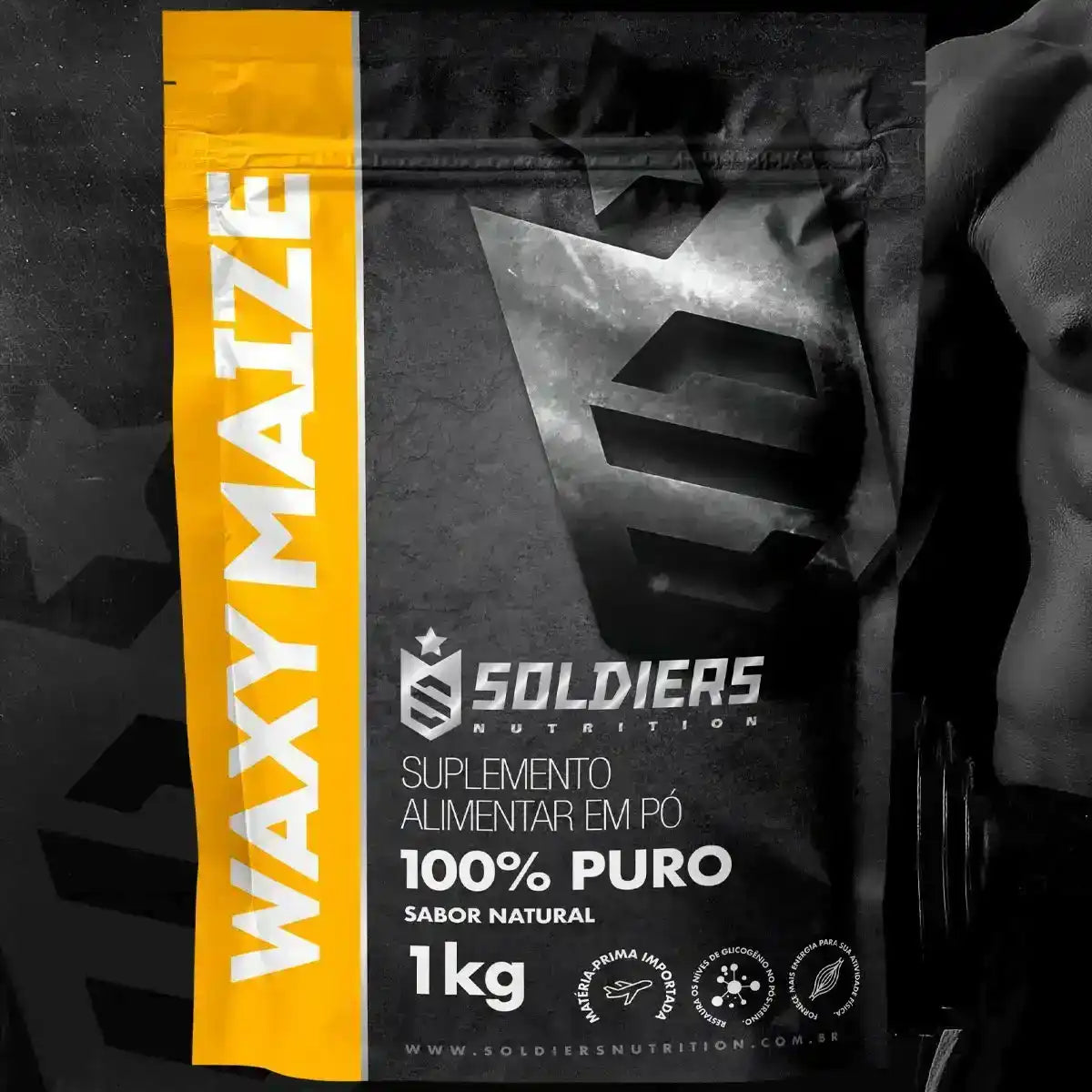 Embalagem de suplemento alimentar em pó Waxy Maize 100% puro, sabor natural, 1kg.