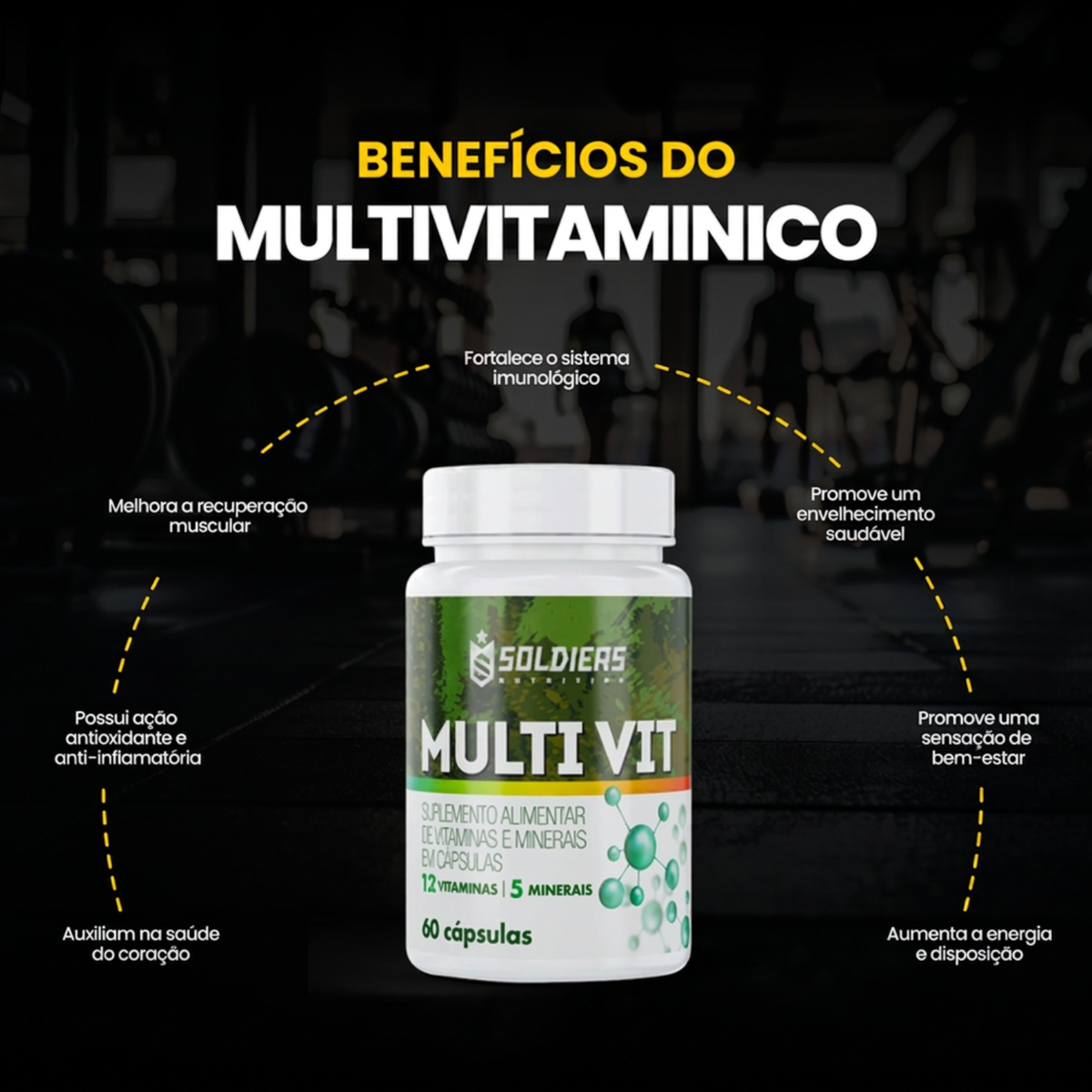 Multivitamínico 12 Vitaminas e 5 Minerais - 60 Cáps