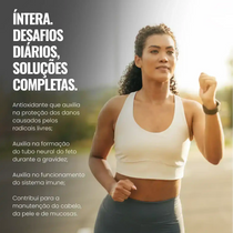 Mulher praticando exercício ao ar livre, texto destaca benefícios antioxidantes para saúde.