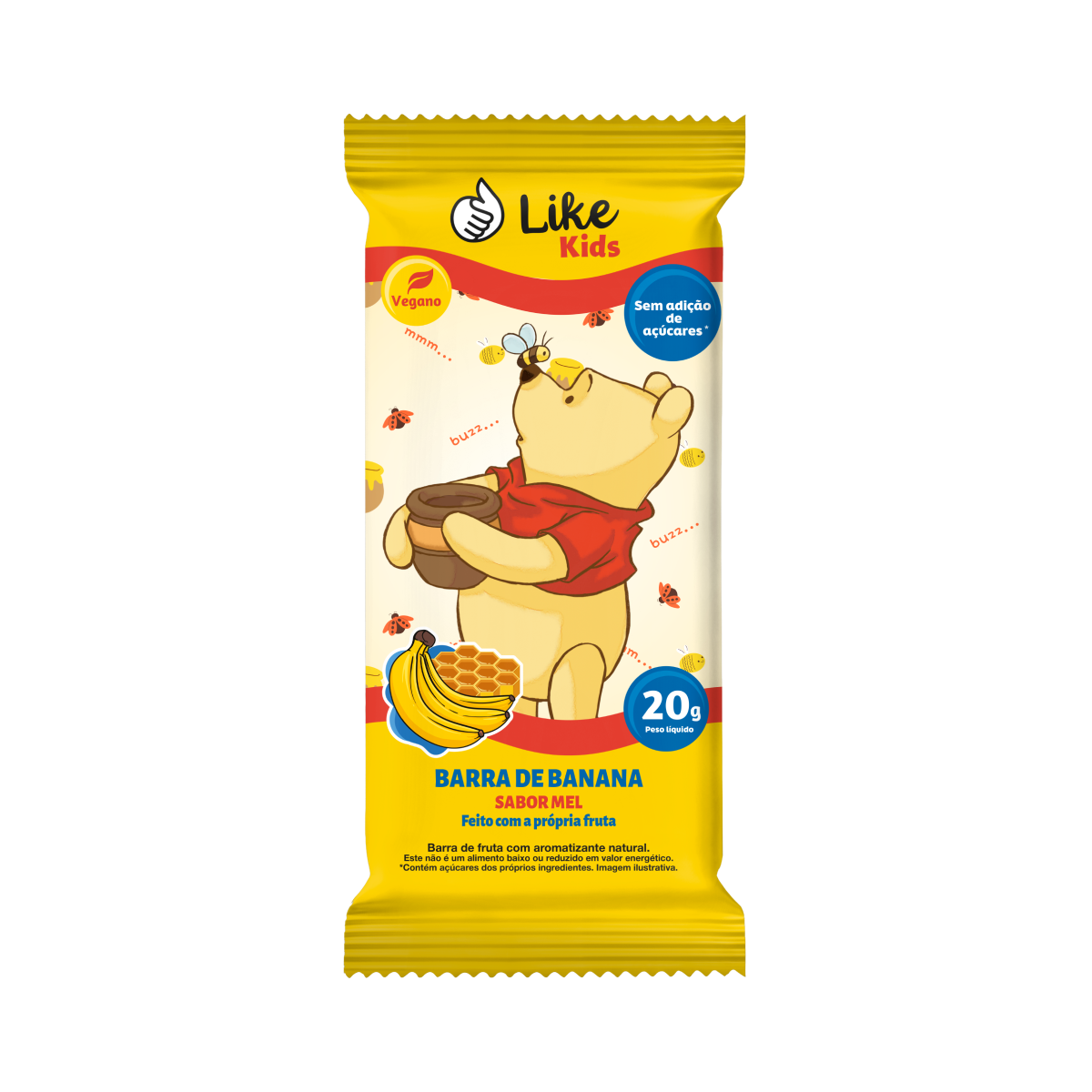 Barra Banana com Mel Sem Açúcar Vegana - Like Kids