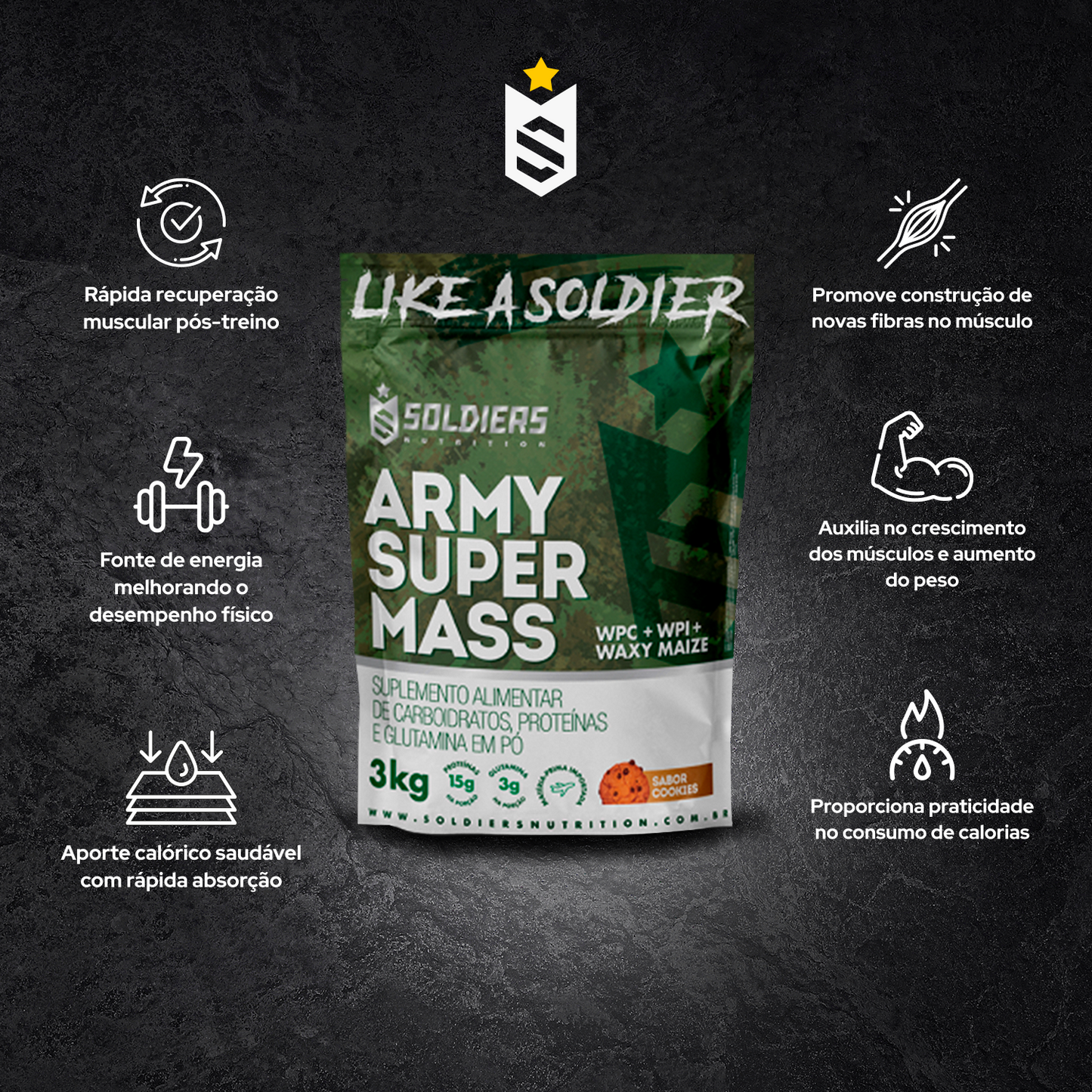 Hipercalórico Army Super Mass Cookies 3Kg - Soldiers Nutrition
