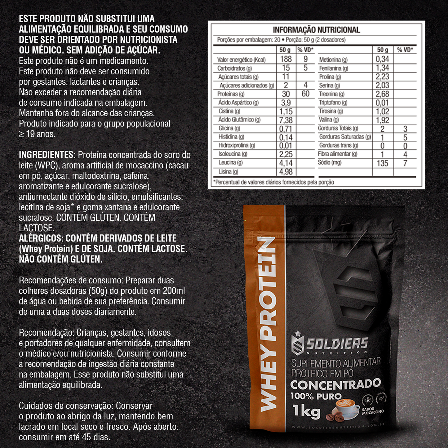 Whey Protein Concentrado Mocaccino 1Kg - Soldiers Nutrition