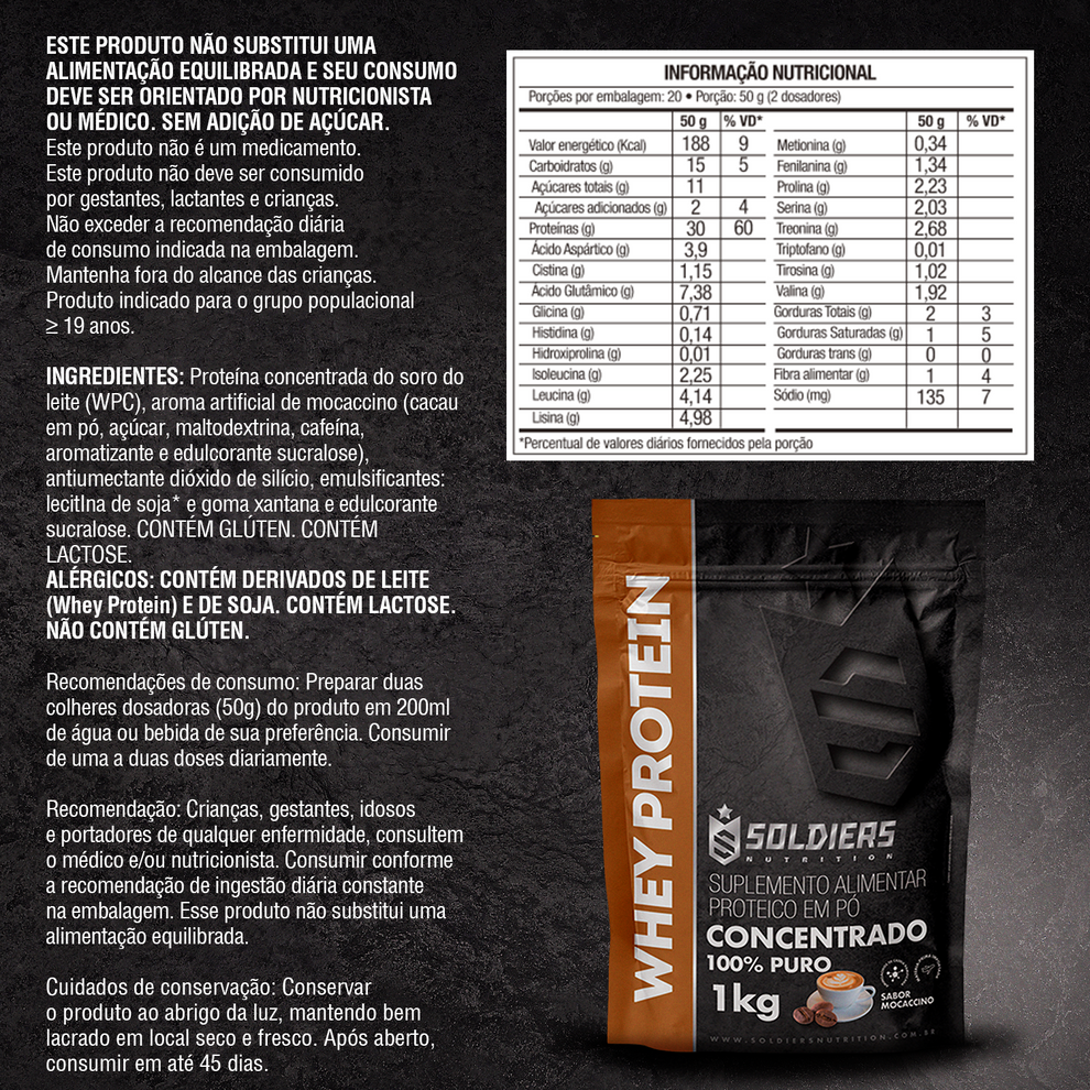 Whey Protein Concentrado Mocaccino 1Kg - Soldiers Nutrition