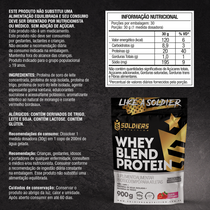 Whey Blend Protein Concentrado e Isolado Morango 900g - Soldiers Nutrition