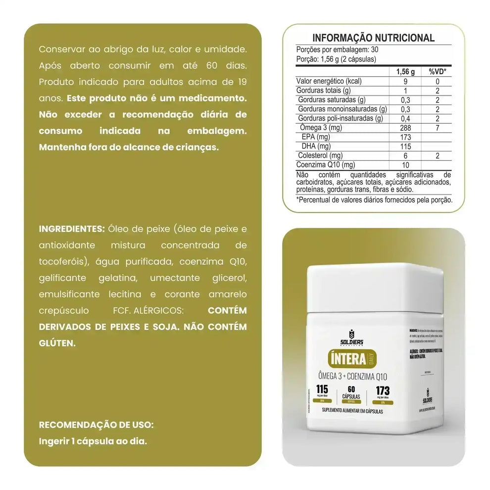Ômega 3 + Coenzima Q10 Íntera Daily Coração e Energia - Soldiers Nutrition