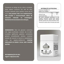 Suplemento alimentar de coenzima Q10 com vitamina E, pote branco com 30 cápsulas.