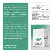 Embalagem de suplemento alimentar Trimagnesio com informações nutricionais e ingredientes.