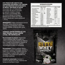 Embalagem de whey protein sabor beijinho, tabela nutricional e informações de ingredientes em português.