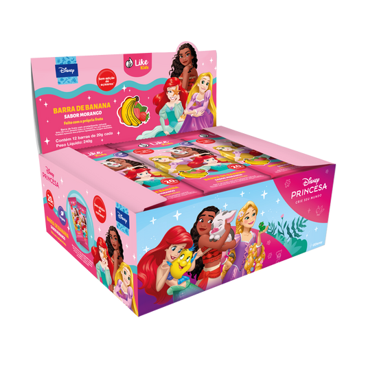 Barrinha de Banana 20g Sem Açúcar Sabor Morango 12un - Like Kids