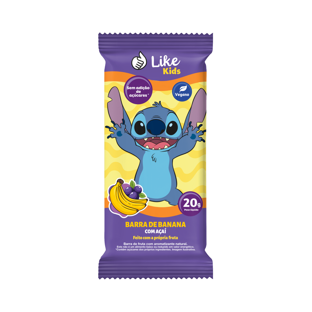 Barra Banana com Açai Sem Açúcar Vegana - Like Kids