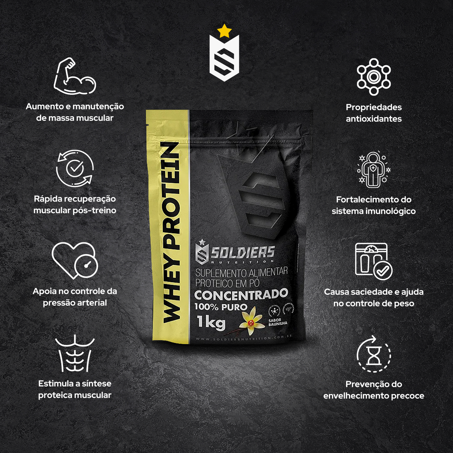 Whey Protein Concentrado 60% 1kg - Soldiers Nutrition