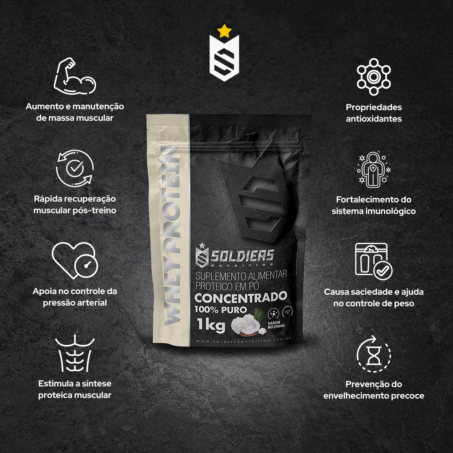 Whey Protein Concentrado Beijinho 1kg - Soldiers Nutrition