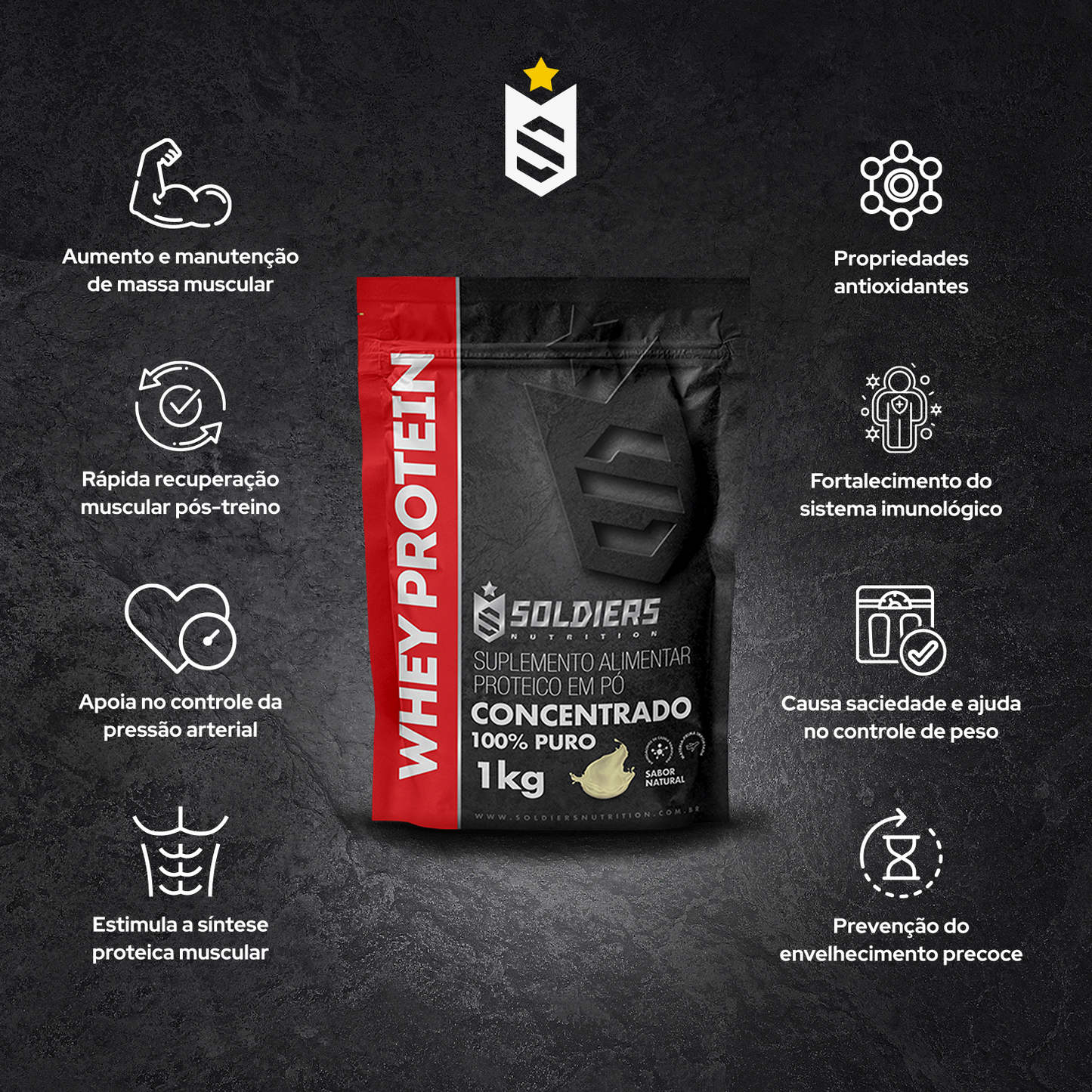 Whey Protein Concentrado Natural 1Kg - Soldiers Nutrition