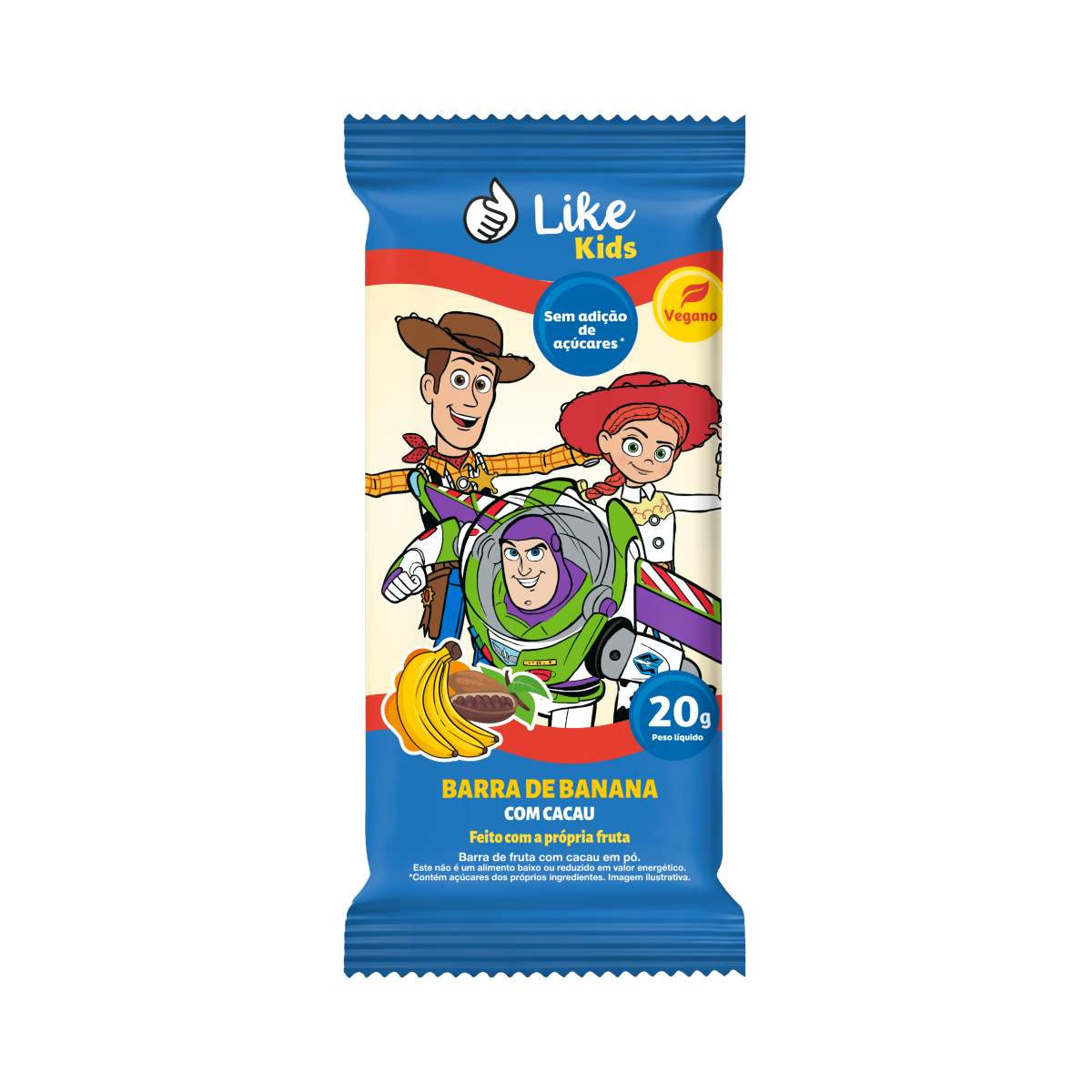 Barra Banana com Cacau Sem Açúcar Vegana - Like Kids