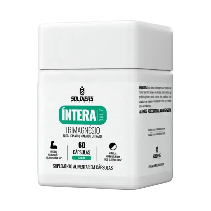 Pote branco de suplemento alimentar em cápsulas, ÍNTERA DAILY Trimagnésio, 60 cápsulas.