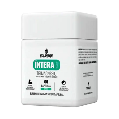 Pote branco de suplemento alimentar em cápsulas, ÍNTERA DAILY Trimagnésio, 60 cápsulas.