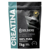 Embalagem de creatina monohidratada 100% pura, suplemento alimentar em pó, 1kg, sabor natural.