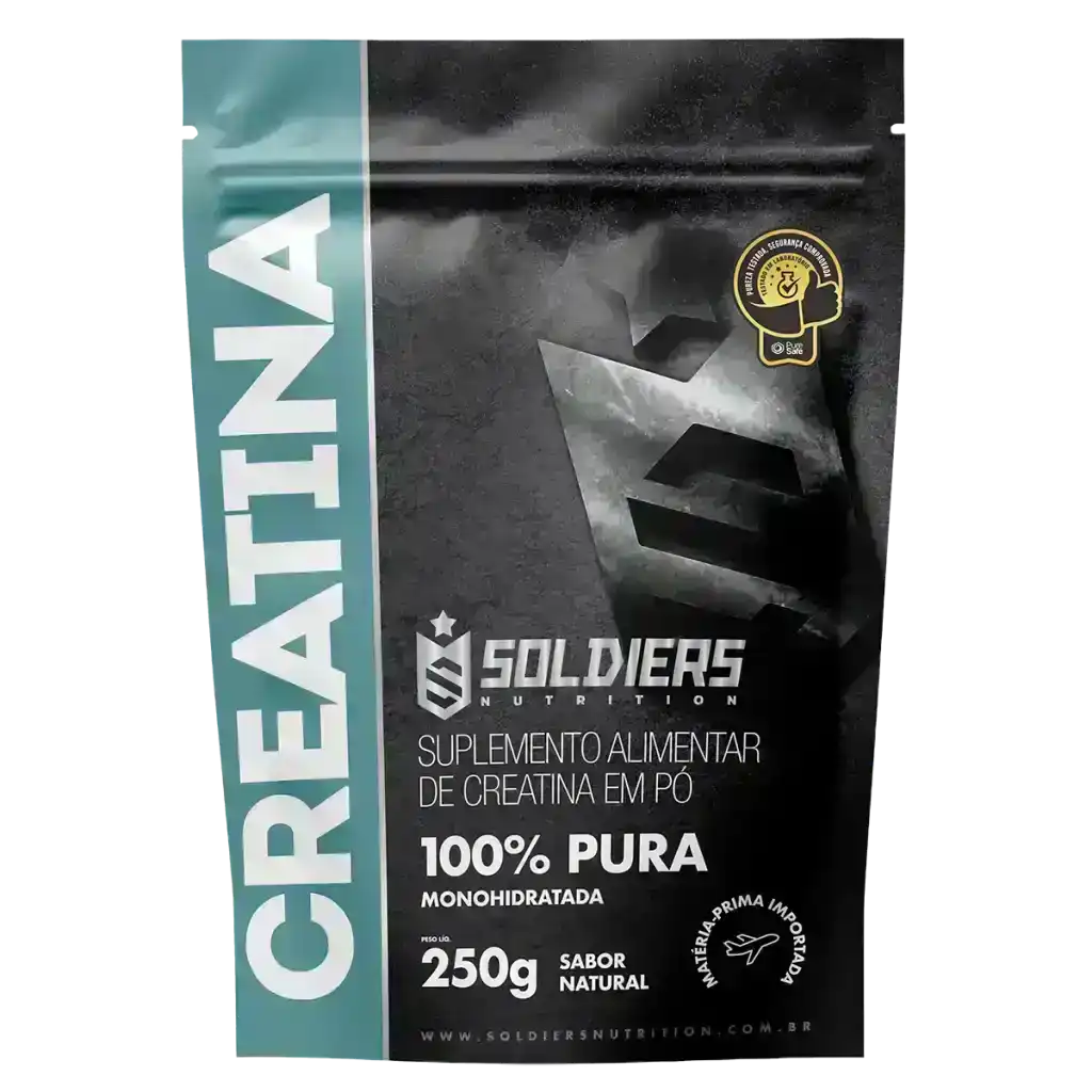 Embalagem de suplemento alimentar creatina pura monohidratada 250g sabor natural