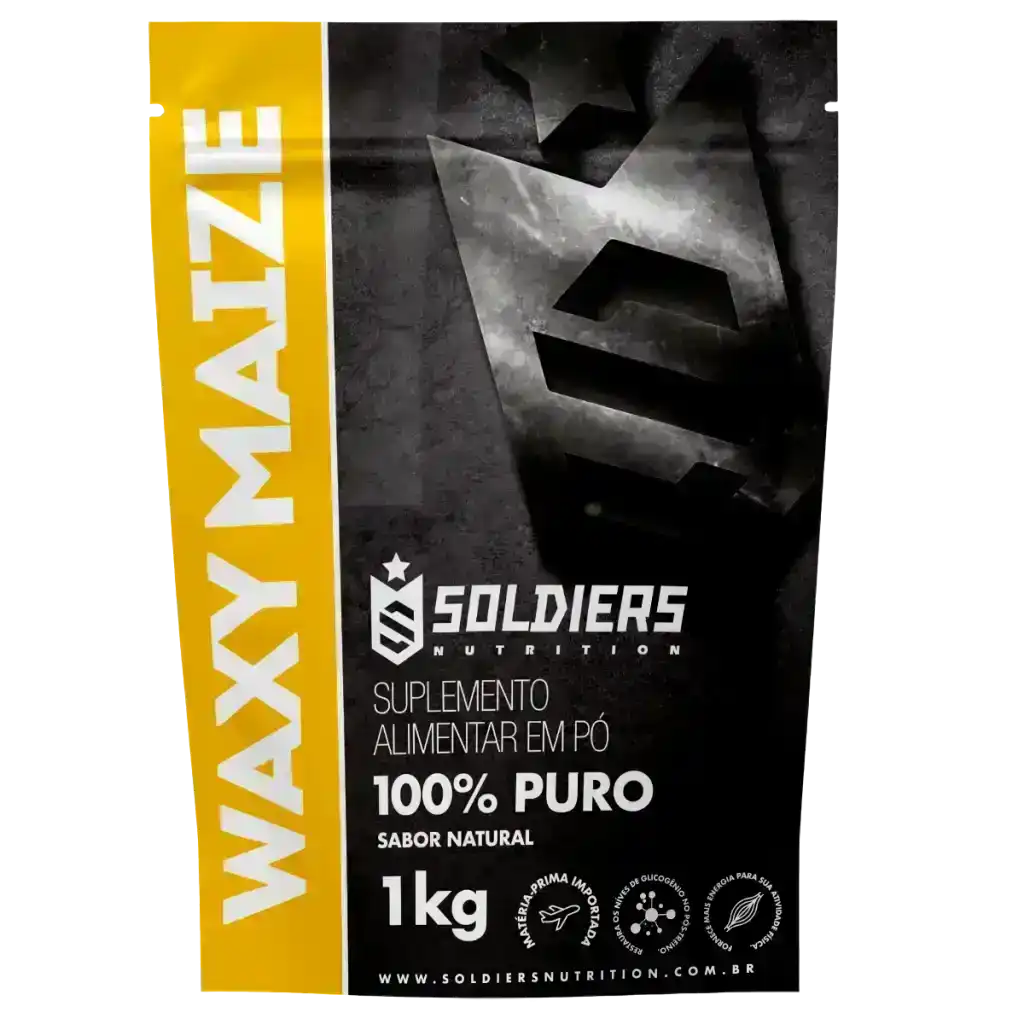 Embalagem de suplemento alimentar em pó Waxy Maize 100% puro, 1kg, sabor natural.