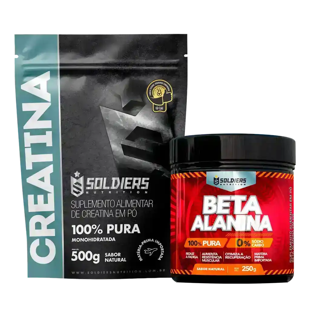 Suplementos alimentares creatina em pó 500g e beta alanina 250g para desempenho muscular