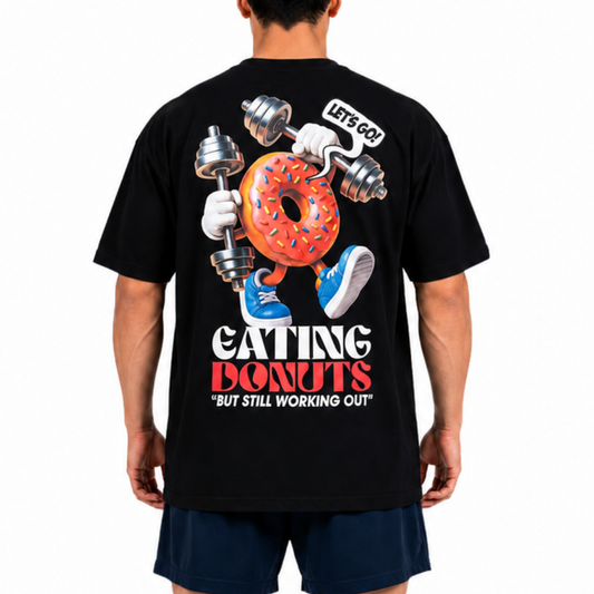 Camiseta Oversized Eating Donuts Preto