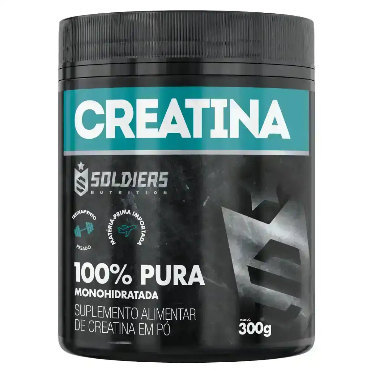 Pote de creatina monohidratada pura, suplemento alimentar em pó, 300g