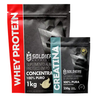 Kit: Whey Protein Concentrado 1Kg + Creatina Monohidratada 250g - 100% Importado - Soldiers Nutrition