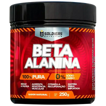 Pote de suplemento alimentar Beta Alanina em pó, 250g, 100% pura, sabor natural