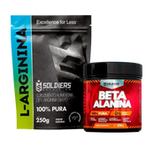 Suplementos em pó L-Arginina 250g e Beta Alanina 250g para performance esportiva