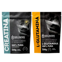 Creatina e L-Glutamina em pó 100% pura, suplemento alimentar embalagem 250g