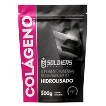 Embalagem de suplemento colágeno hidrolisado em pó tipo 1, 500g, sabor natural.
