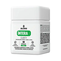 Pote de suplemento alimentar Íntera Focus Clarity com 60 cápsulas, taurina, cafeína.