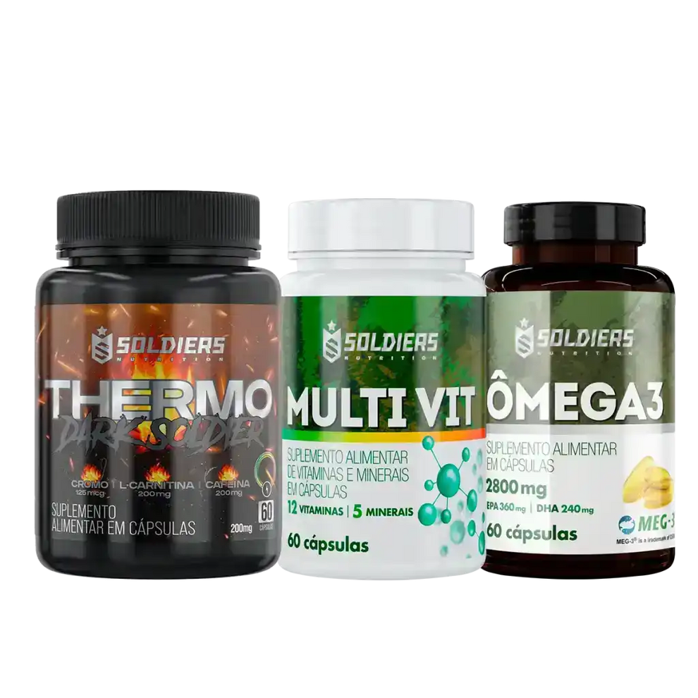 Kit: Ômega 3 + Multivitaminico + Thermogênico - Soldiers Nutrition