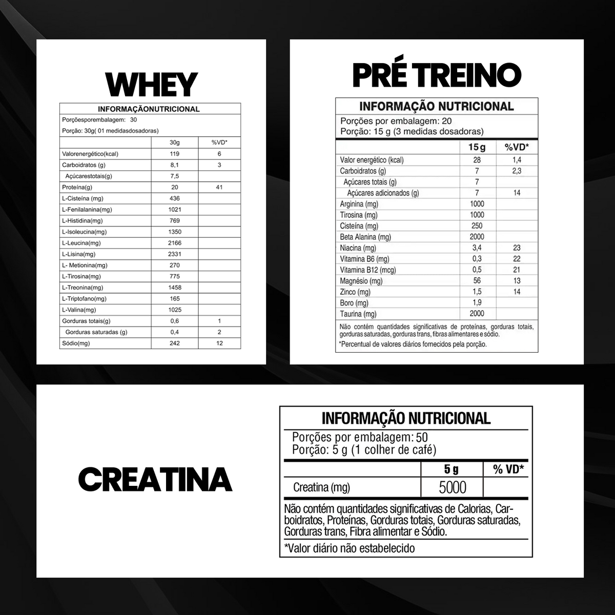Kit Whey Core 900g Baunilha + Pré-Treino Evoluition 300g Uva Verde com Melão + Creatina 150g