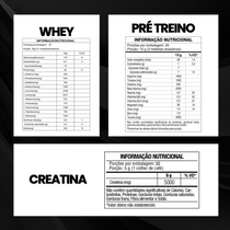 Kit Whey Core 900g Baunilha + Pré-Treino Evoluition 300g Uva Verde com Melão + Creatina 150g