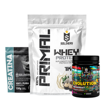 Kit Whey Primal 1Kg + Creatina 300g + Pré Treino Evolution 300g