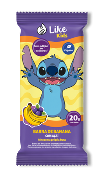 Barrinha de Banana Sem Açúcar Sabor Açaí 20g - Like Kids