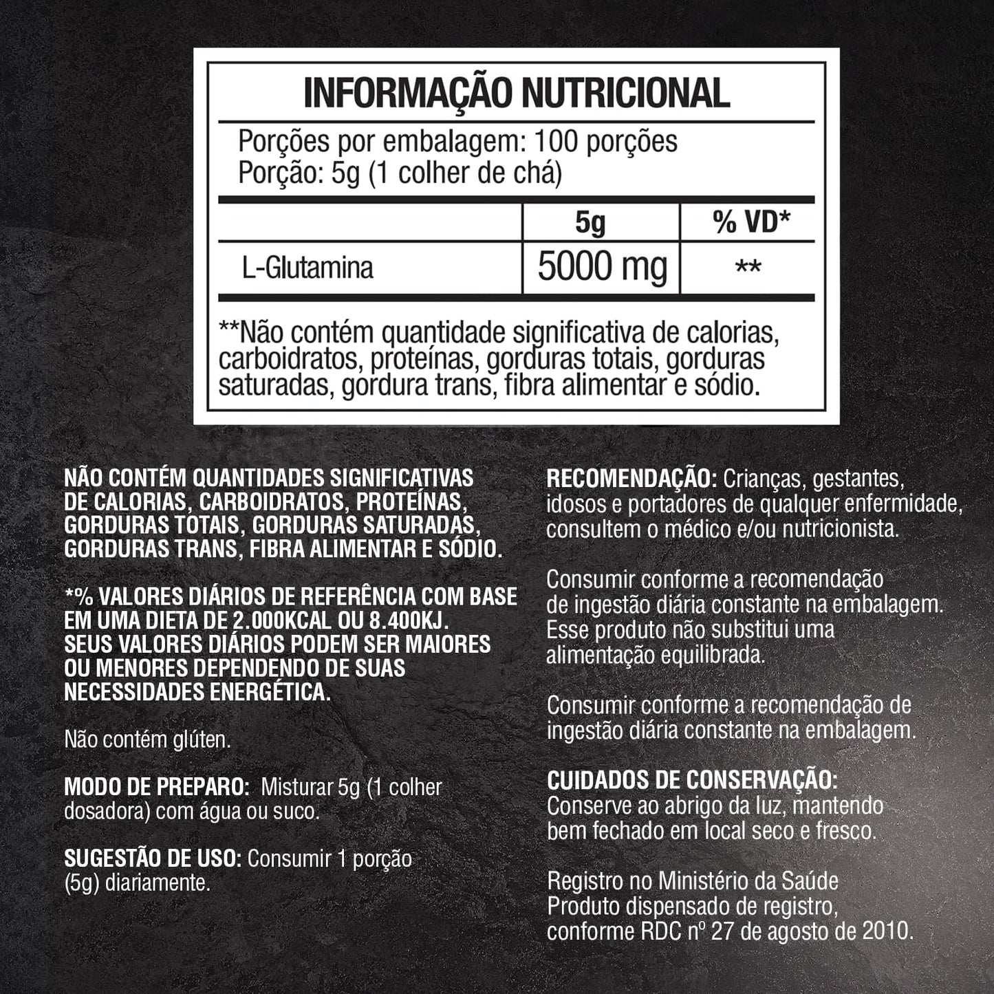 L - Glutamina 500g - 100% Pura Importada - Soldiers Nutrition
